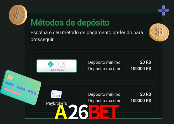 O cassino A26Bet oferece uma grande variedade de métodos de pagamento